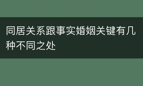 同居关系跟事实婚姻关键有几种不同之处