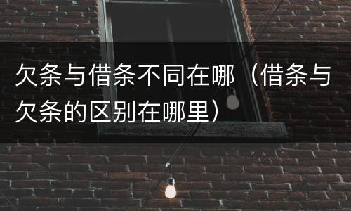 欠条与借条不同在哪（借条与欠条的区别在哪里）