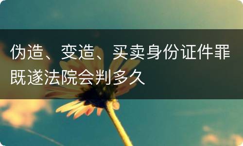 伪造、变造、买卖身份证件罪既遂法院会判多久