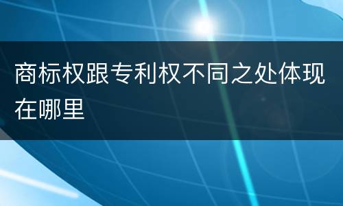 商标权跟专利权不同之处体现在哪里