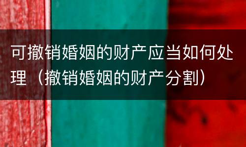可撤销婚姻的财产应当如何处理（撤销婚姻的财产分割）