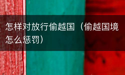 怎样对放行偷越国（偷越国境怎么惩罚）