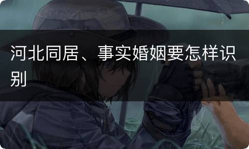 河北同居、事实婚姻要怎样识别