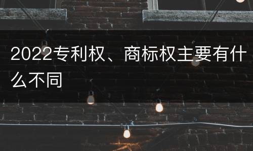 2022专利权、商标权主要有什么不同