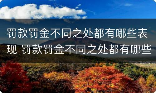 罚款罚金不同之处都有哪些表现 罚款罚金不同之处都有哪些表现呢