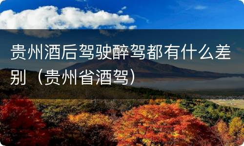 贵州酒后驾驶醉驾都有什么差别（贵州省酒驾）