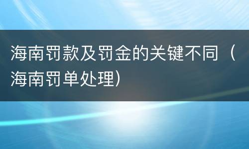 海南罚款及罚金的关键不同（海南罚单处理）