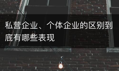 私营企业、个体企业的区别到底有哪些表现