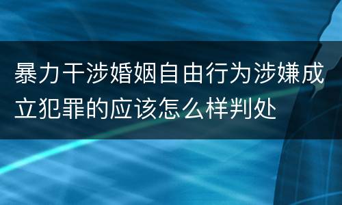 暴力干涉婚姻自由行为涉嫌成立犯罪的应该怎么样判处