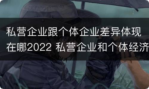 私营企业跟个体企业差异体现在哪2022 私营企业和个体经济的区别