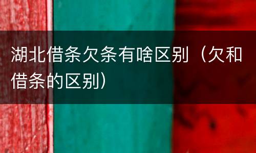 湖北借条欠条有啥区别（欠和借条的区别）