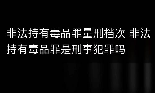非法持有毒品罪量刑档次 非法持有毒品罪是刑事犯罪吗