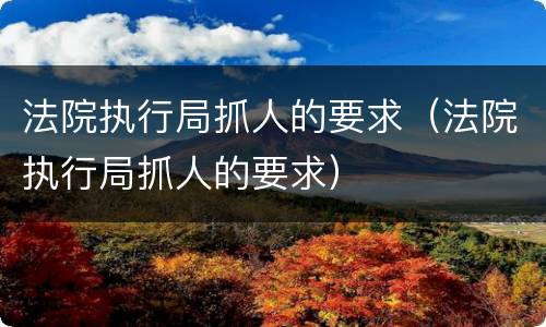 法院执行局抓人的要求（法院执行局抓人的要求）