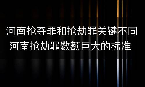 河南抢夺罪和抢劫罪关键不同 河南抢劫罪数额巨大的标准