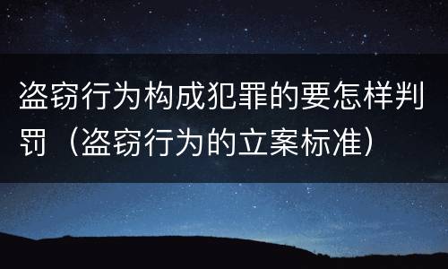 盗窃行为构成犯罪的要怎样判罚（盗窃行为的立案标准）
