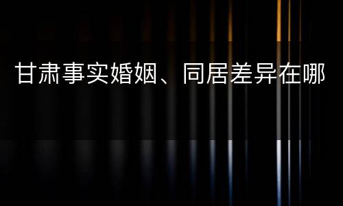 甘肃事实婚姻、同居差异在哪
