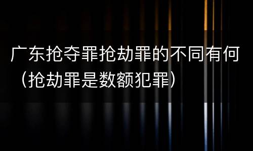广东抢夺罪抢劫罪的不同有何（抢劫罪是数额犯罪）