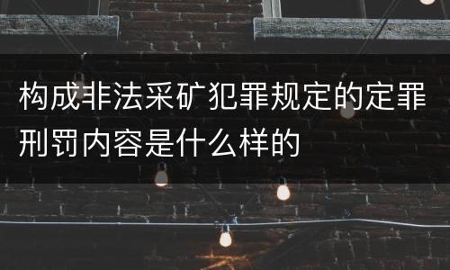 构成非法采矿犯罪规定的定罪刑罚内容是什么样的