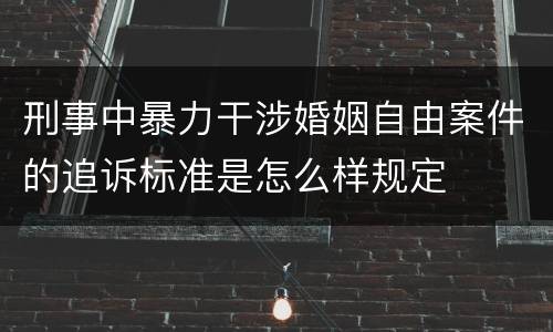 刑事中暴力干涉婚姻自由案件的追诉标准是怎么样规定