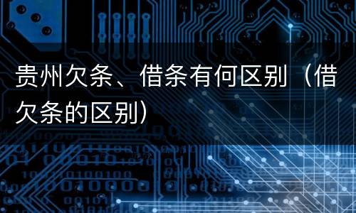 贵州欠条、借条有何区别（借欠条的区别）