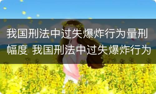 我国刑法中过失爆炸行为量刑幅度 我国刑法中过失爆炸行为量刑幅度大吗