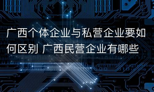 广西个体企业与私营企业要如何区别 广西民营企业有哪些