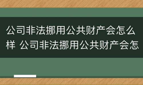 公司非法挪用公共财产会怎么样 公司非法挪用公共财产会怎么样处罚