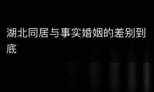 湖北同居与事实婚姻的差别到底
