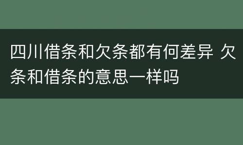 四川借条和欠条都有何差异 欠条和借条的意思一样吗