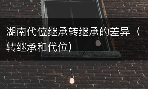 湖南代位继承转继承的差异（转继承和代位）