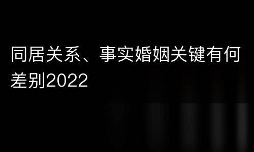 同居关系、事实婚姻关键有何差别2022