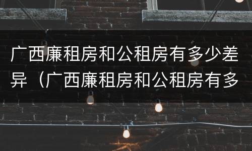 广西廉租房和公租房有多少差异（广西廉租房和公租房有多少差异呢）