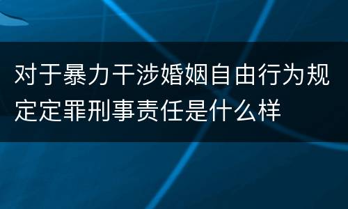 对于暴力干涉婚姻自由行为规定定罪刑事责任是什么样