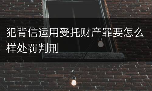 犯背信运用受托财产罪要怎么样处罚判刑