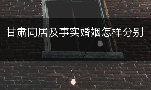 甘肃同居及事实婚姻怎样分别