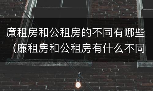 廉租房和公租房的不同有哪些（廉租房和公租房有什么不同）