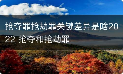 抢夺罪抢劫罪关键差异是啥2022 抢夺和抢劫罪