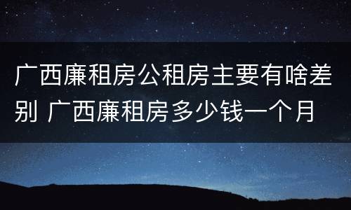 广西廉租房公租房主要有啥差别 广西廉租房多少钱一个月