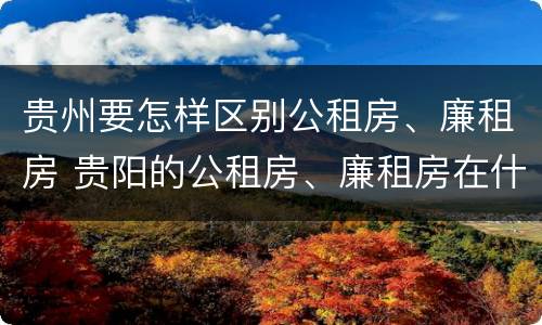 贵州要怎样区别公租房、廉租房 贵阳的公租房、廉租房在什么地方?