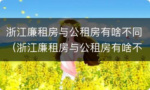 浙江廉租房与公租房有啥不同（浙江廉租房与公租房有啥不同吗）
