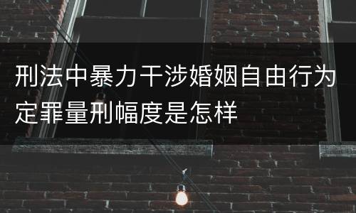 刑法中暴力干涉婚姻自由行为定罪量刑幅度是怎样