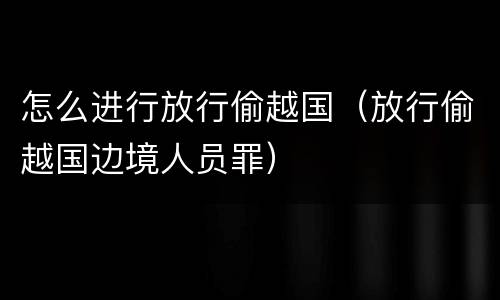 怎么进行放行偷越国（放行偷越国边境人员罪）