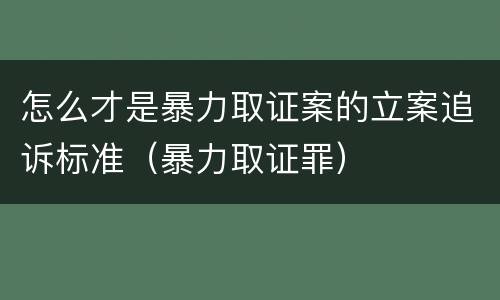 怎么才是暴力取证案的立案追诉标准（暴力取证罪）