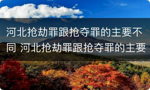 河北抢劫罪跟抢夺罪的主要不同 河北抢劫罪跟抢夺罪的主要不同点