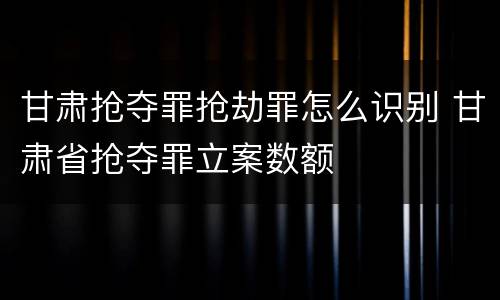 甘肃抢夺罪抢劫罪怎么识别 甘肃省抢夺罪立案数额