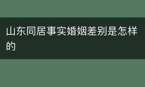 山东同居事实婚姻差别是怎样的