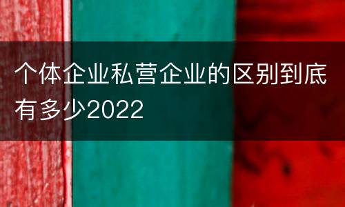 个体企业私营企业的区别到底有多少2022