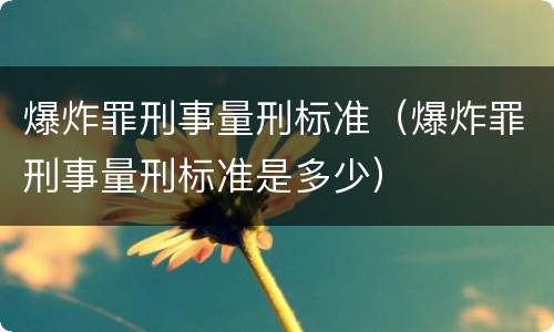 爆炸罪刑事量刑标准（爆炸罪刑事量刑标准是多少）