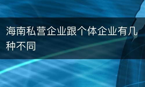 海南私营企业跟个体企业有几种不同