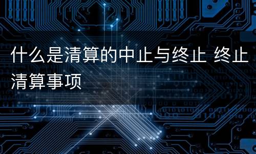 什么是清算的中止与终止 终止清算事项